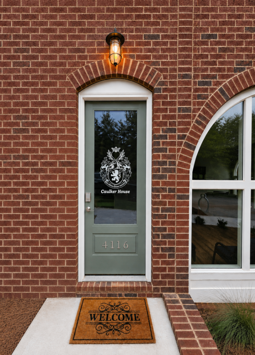 Front entrance with Caulker House crest