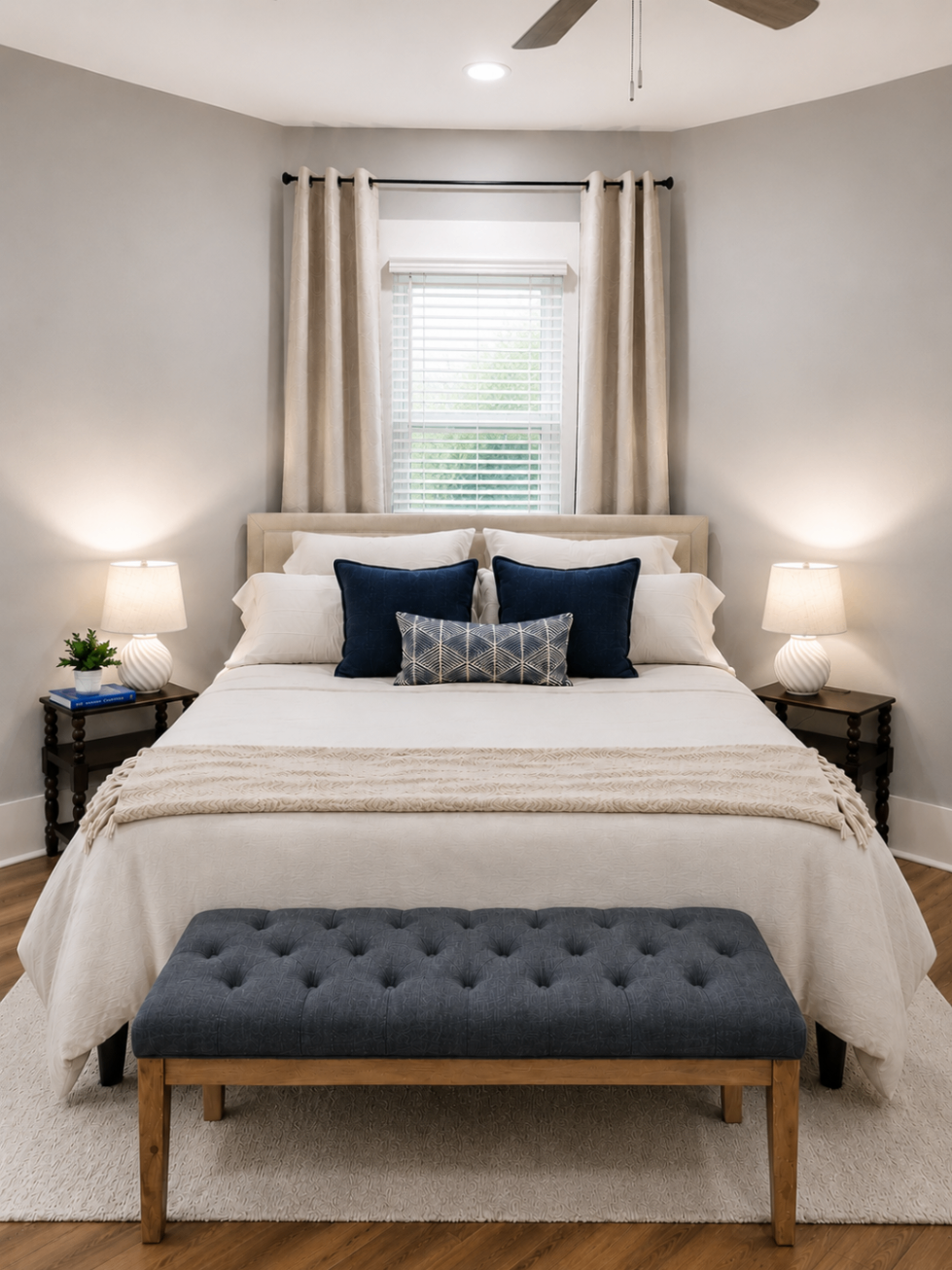Primary bedroom with king bed